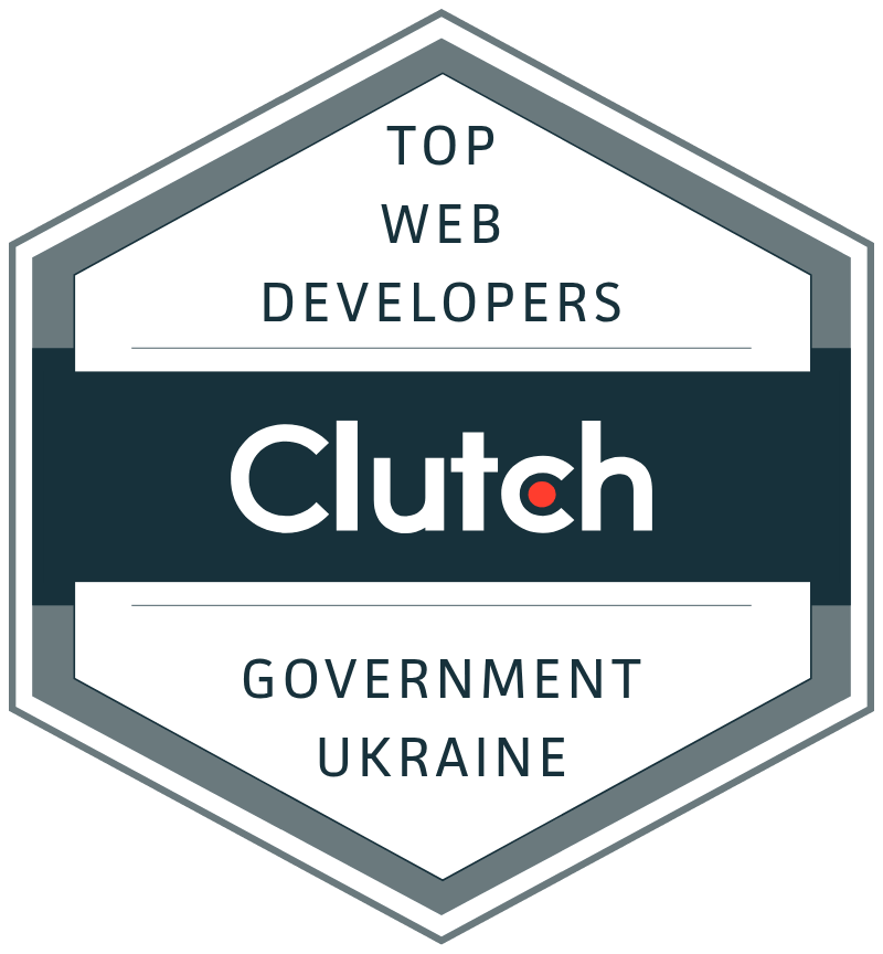 Clutch award badge recognizing a top web development company in the Government sector in Ukraine